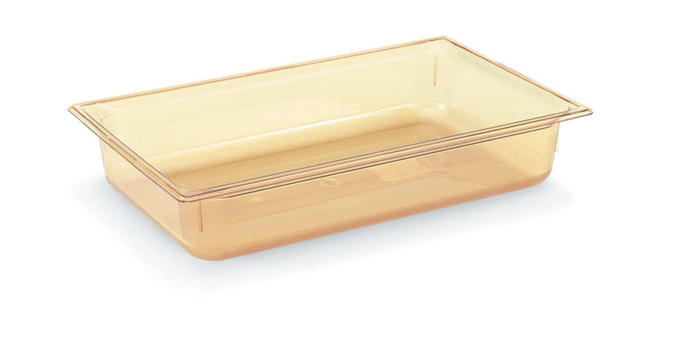 Full-size 8-inch-deep Super Pan® high-temperature plastic pan in amber