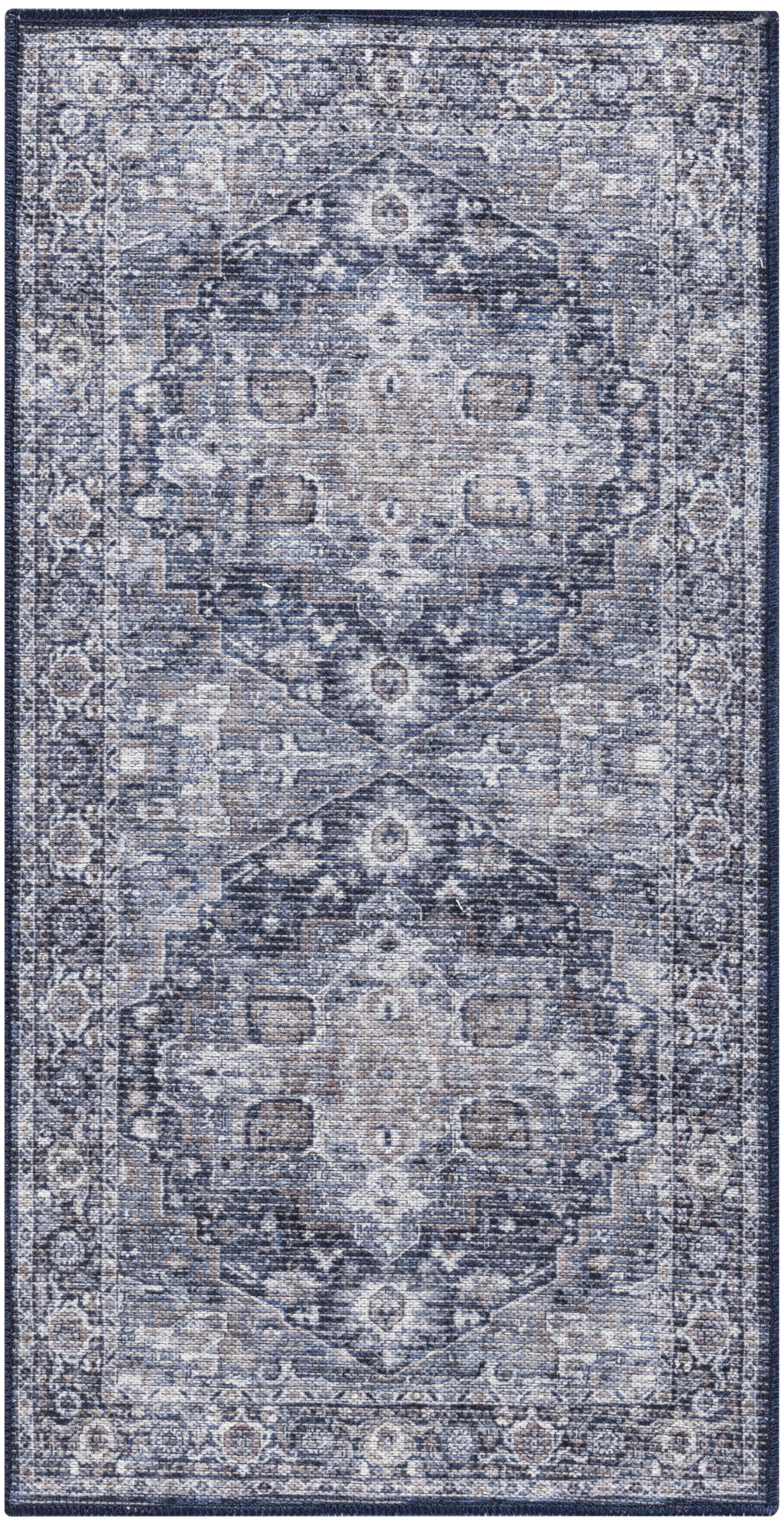 Nourison New Concept Washables 2' x 3'9" Ivory Navy Vintage Indoor Rug
