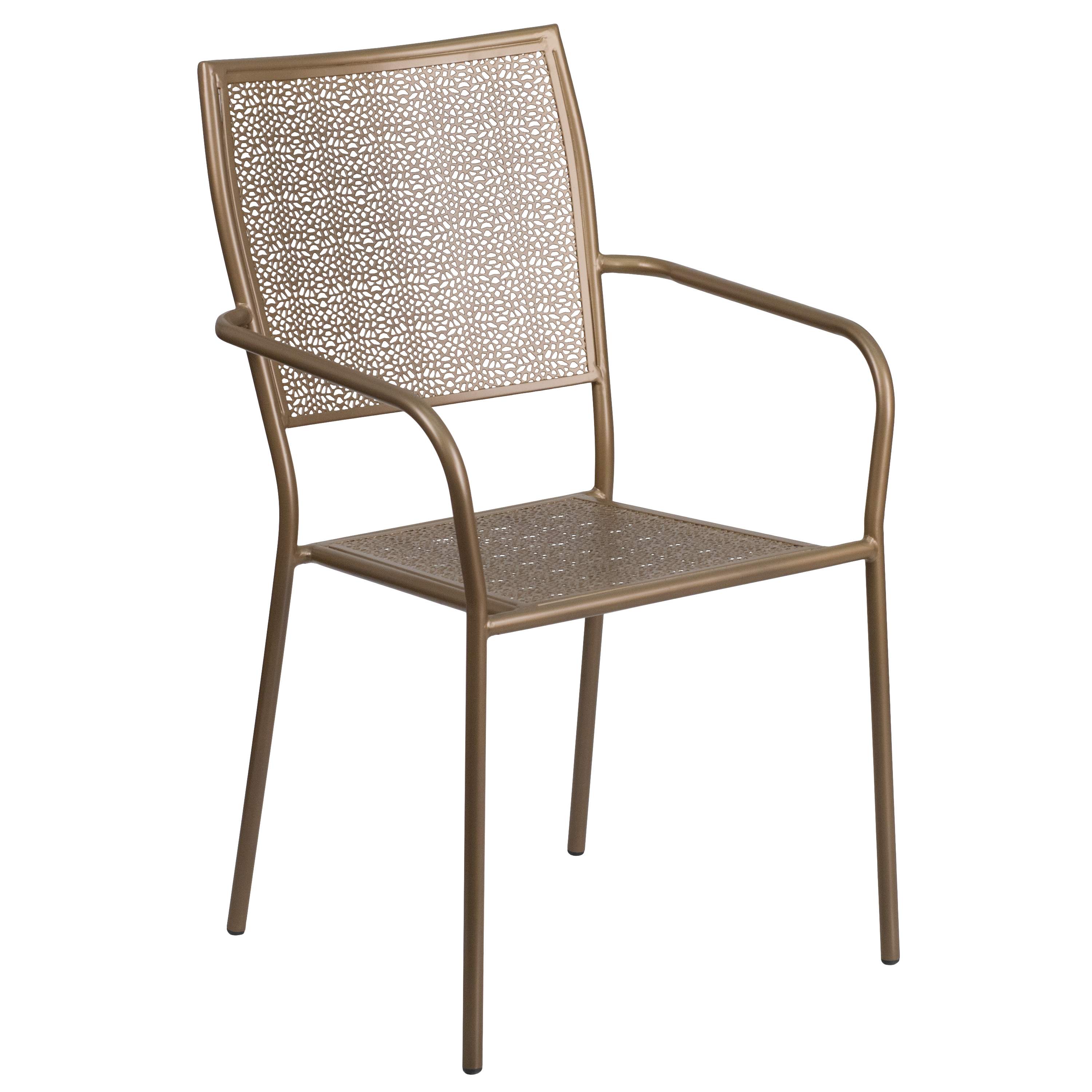 Commercial Grade Sky Blue Indoor-Outdoor Steel Patio Arm Chair with Square Back - Picture 33 of 61