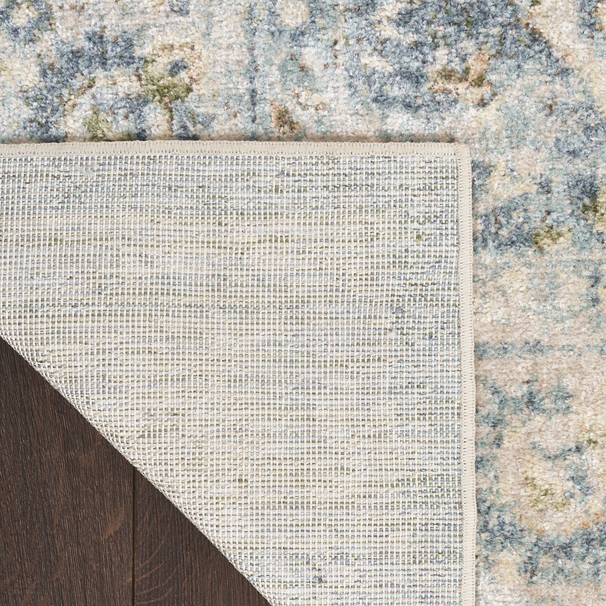 Nourison Astra Machine Washable 7'10" x 10' Teal Beige Vintage Indoor Rug
