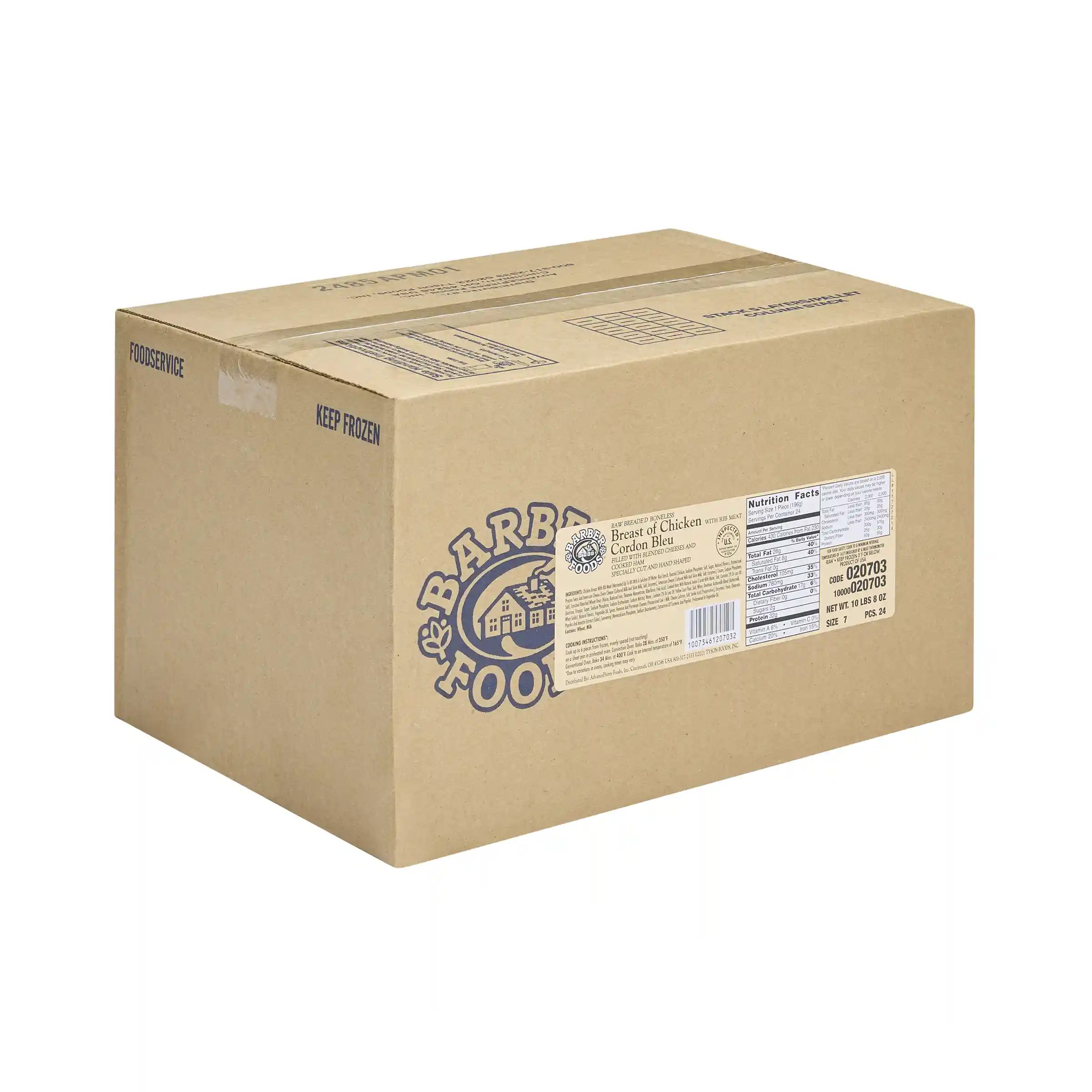 Barber Foods® Uncooked Breaded Cordon Bleu Boneless Stuffed Chicken Breasts 7 oz._image_5