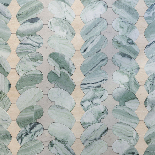 clé lapidary + cristina celestino | moscova wall | alpaca grey, beige travertine + jade green (bundle) | honed
