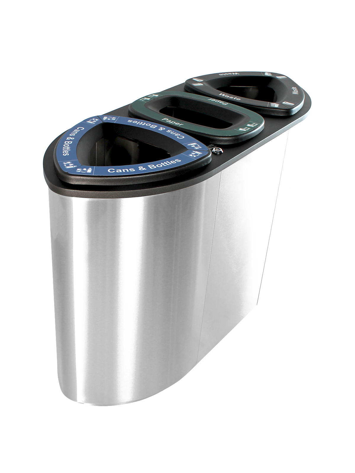 BOKA – Triple – Kit – Cans & Bottles-Paper-Waste – Full – Stainless Steel