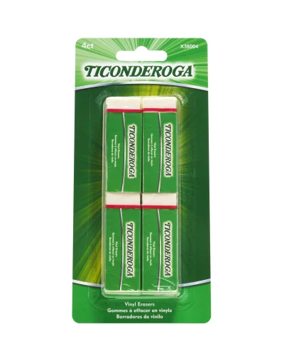 Ticonderoga Vinyl Erasers, White, 4 Count