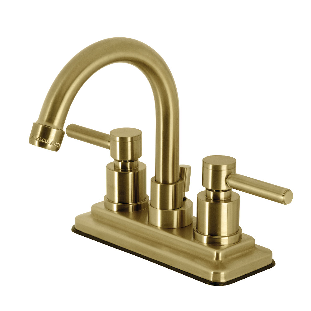 Kingston Brass KS8667DL Concord Double-Handle 4" Centerset Bathroom Faucet with Brass Pop-Up, Brushed Brass with 7 Finish Options
