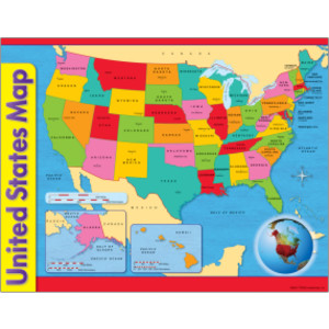 United States Map Learning Chart, 17" x 22"