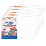 Prang&reg; Construction Paper, Medium Weight, Bright White, 12" x 18", 50 Sheets Per Pack, 5 Packs PAC8707-5