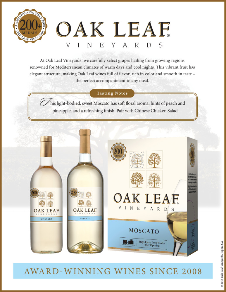 Oak Leaf® Vineyards Moscato White Wine 750ml, American