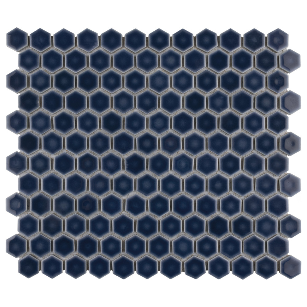 Hudson 1″ Hex Denim Blue 11-7/8 in. x 13-1/4 in. Porcelain Mosaic Tile