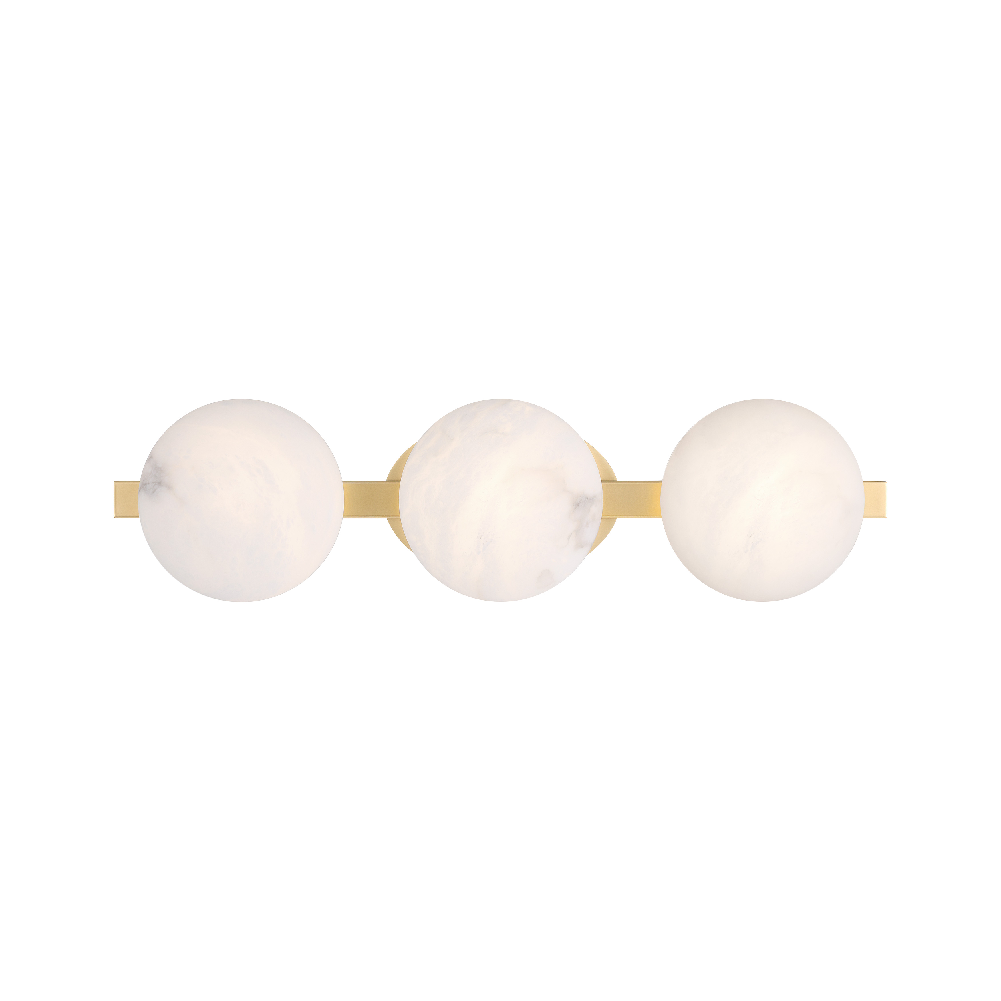 The Zill 24" vanity light combines contemporary styling with natural alabaster stone diffusers and a sophisticated Lily Gold finish. Energy-efficient integrated LEDs deliver 2700 lumens with excellent color rendering for optimal task lighting. - alternate view