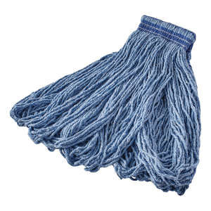 Rubbermaid Commercial, Universal Blend Looped-End Wet Mop Head with 5" Headband, 24 oz, Blue