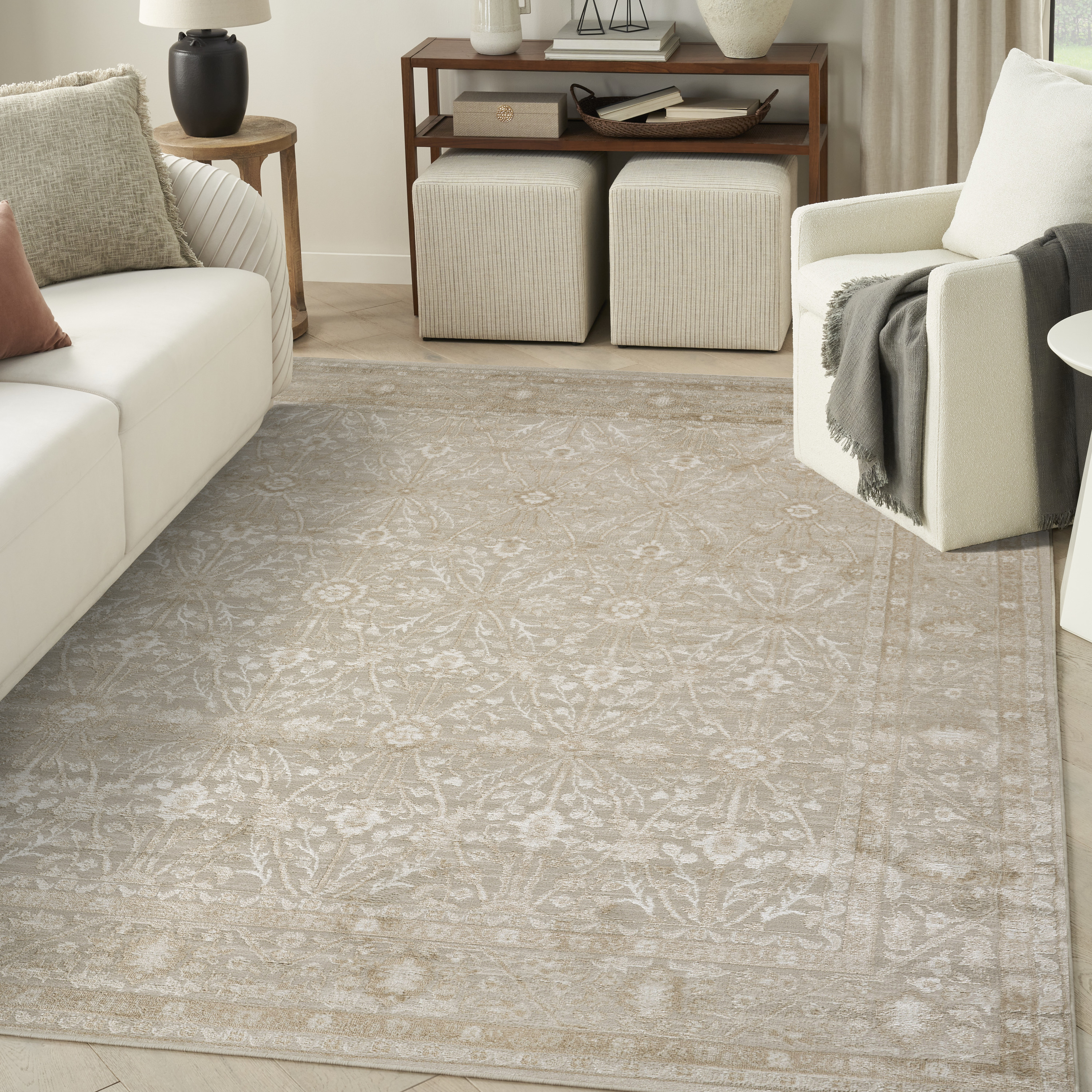 Nourison Dekor 7'10" x 9'10" Cream Beige Vintage Indoor Rug