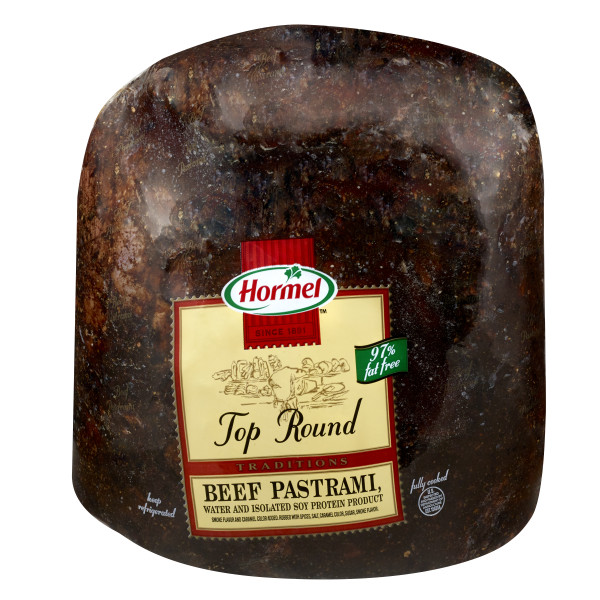 HORMEL(r) Pastrami, Top Round, Soy, Cap Off, Well, Deli-Faced, 2 pc . C1C1 - Front Center In Package (Hi Res)