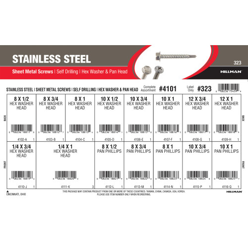 Stainless Steel Hex Washer & Pan-Head Self-Drilling Screws Assortment