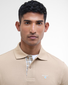 Tartan Pique Polo Shirt Washed Stone