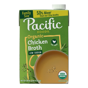 Pacific Foods® Low Sodium Organic Free Range Chicken Broth, 48 oz Carton (Case of 8)