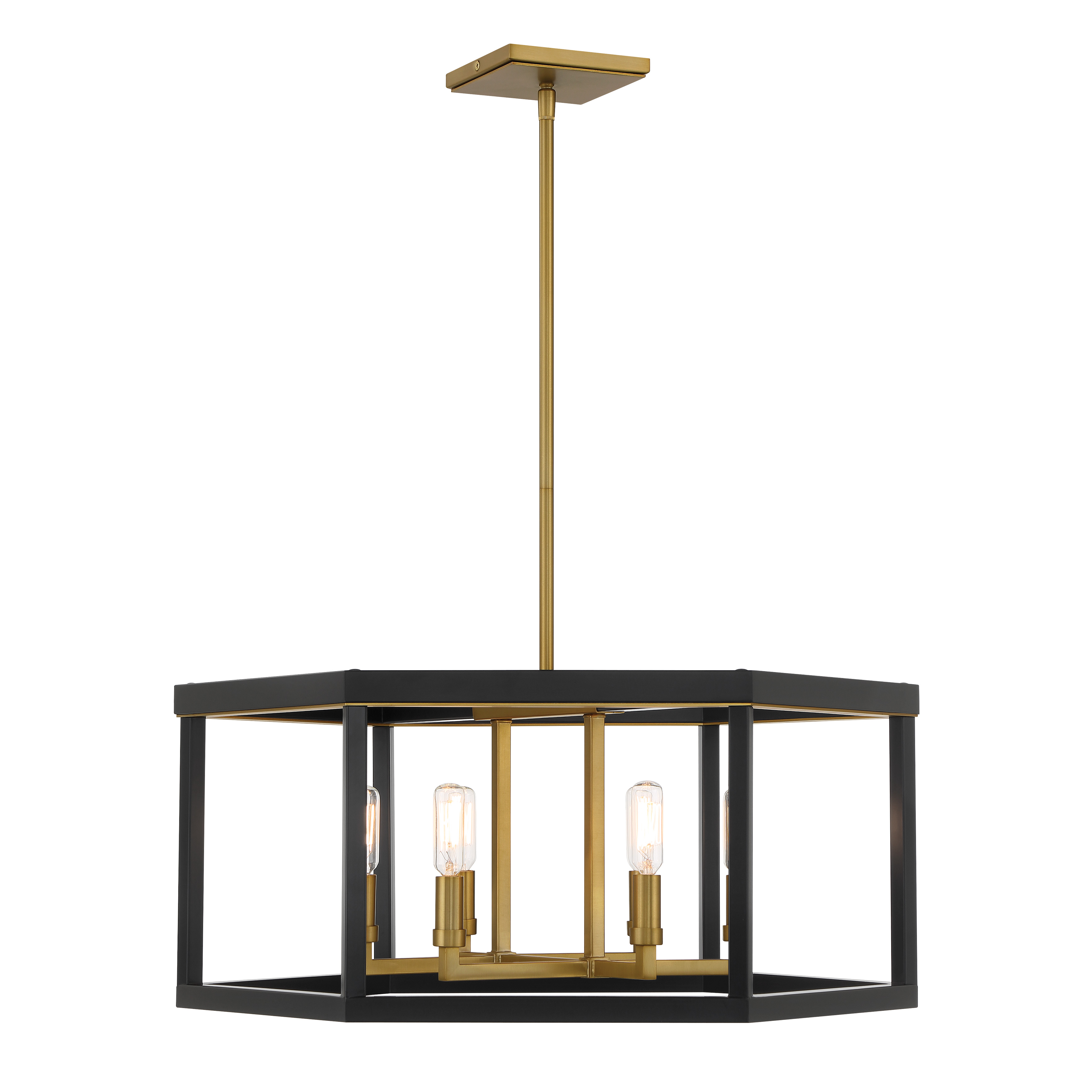 The Union Estates 6-Light Pendant combines industrial-inspired design with modern sophistication. Its 24-inch linear profile and coal-and-brass finish create dramatic visual impact over dining tables and kitchen islands. - alternate view