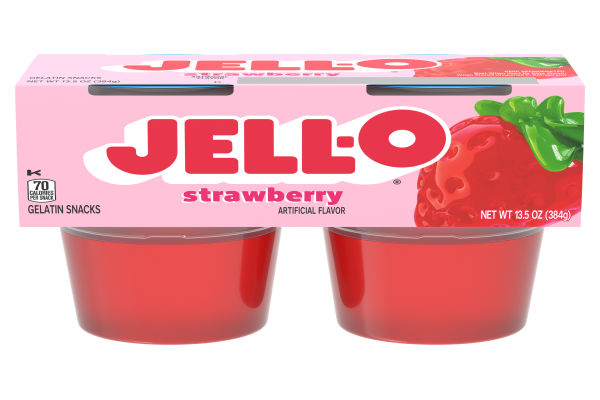 JELL-O Original Strawberry Gelatin Snack Cups, 4 ct - My Food and Family