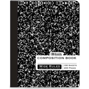 Composition Book, Wide Ruled, Black Marble, 100 Sheets