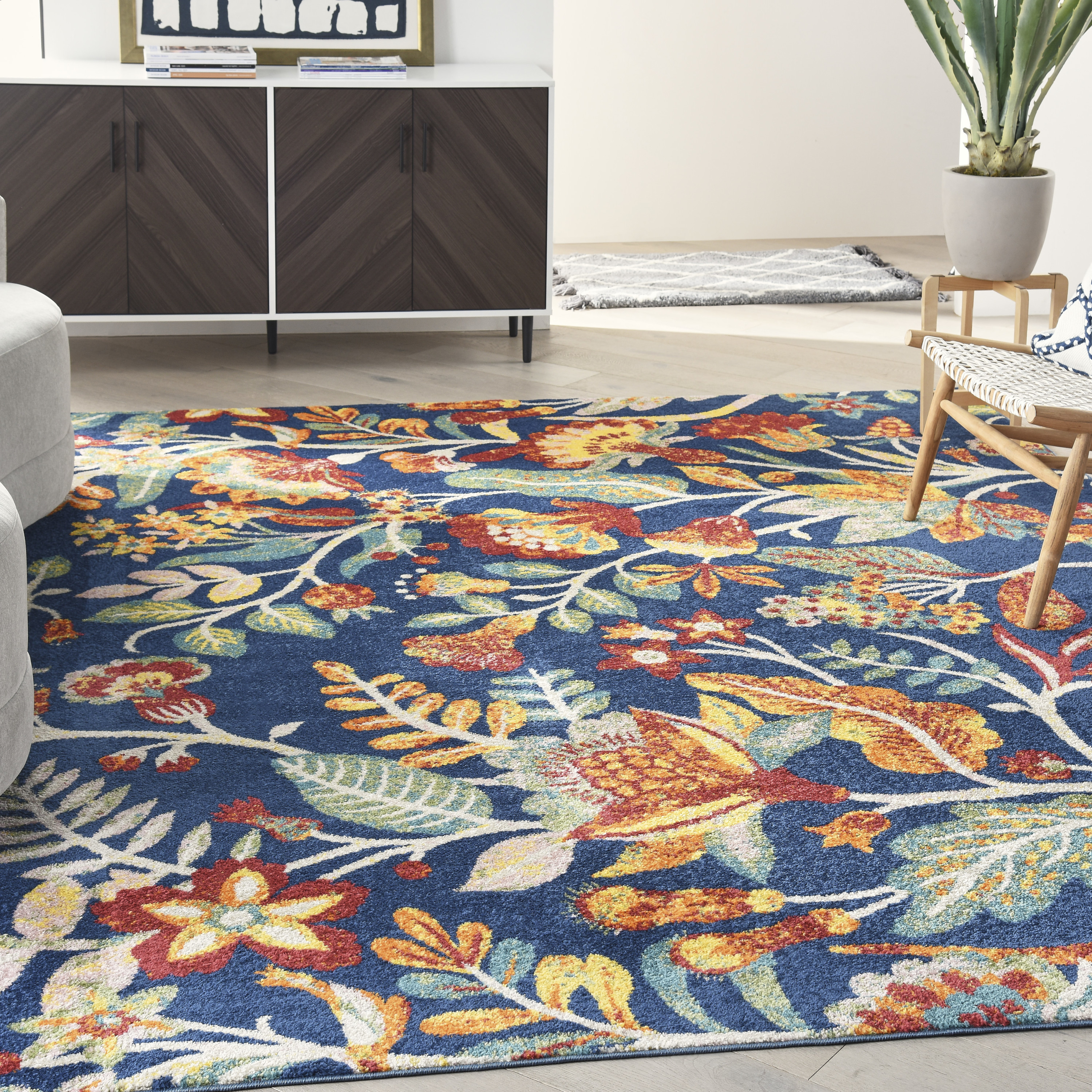 Nourison Allur 7'10" x 9'10" Navy Multicolor Bohemian Indoor Rug