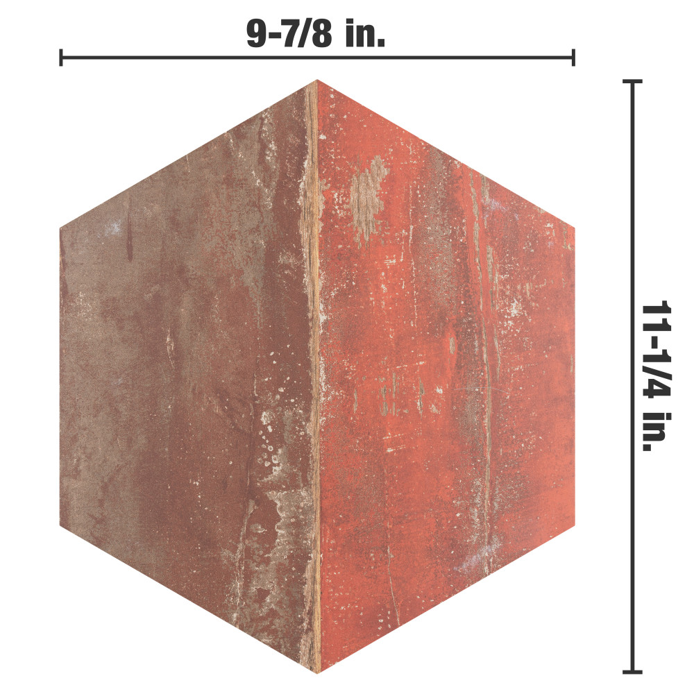 Karacter Hex Vintage 9.88x11.25 Hexagon Porcelain Floor and Wall Digital Pattern