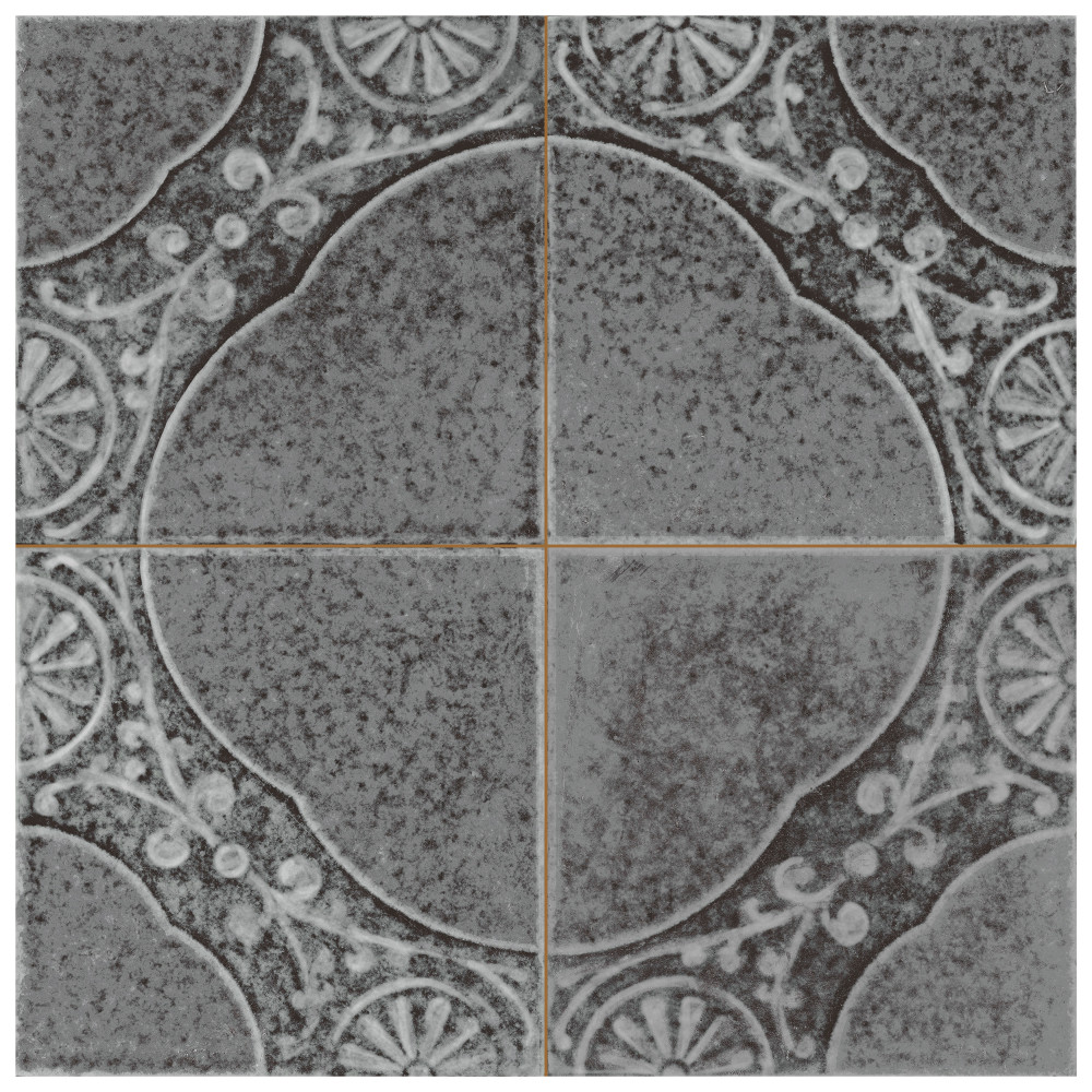 Kings Jaipur Black 17-5/8 in. x 17-5/8 in. Ceramic Floor and Wall Tile