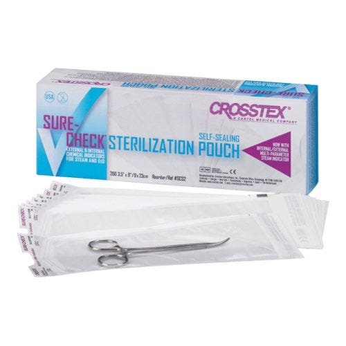 Sure-Check® Sterilization Pouches, Self-Sealing, 8" x 16", Clear Film - 200/Box