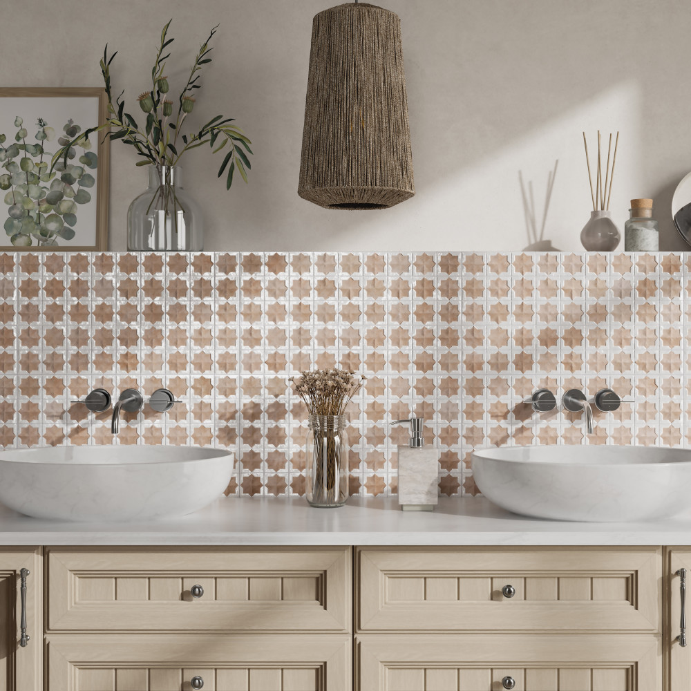 Tetuan Astre Cotto White 12-1/8 in. x 21-7/8 in. Porcelain Wall Tile