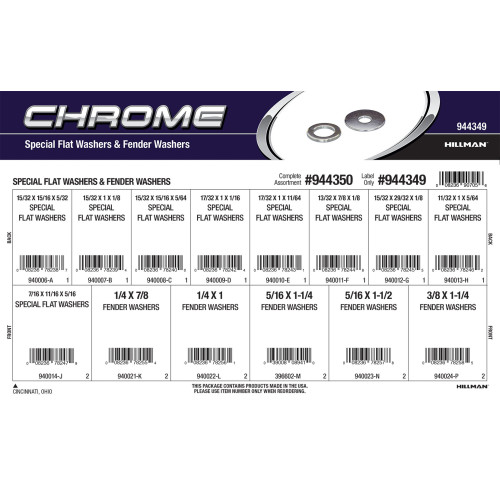Chrome Special Flat Washers & Fender Washers Assortment