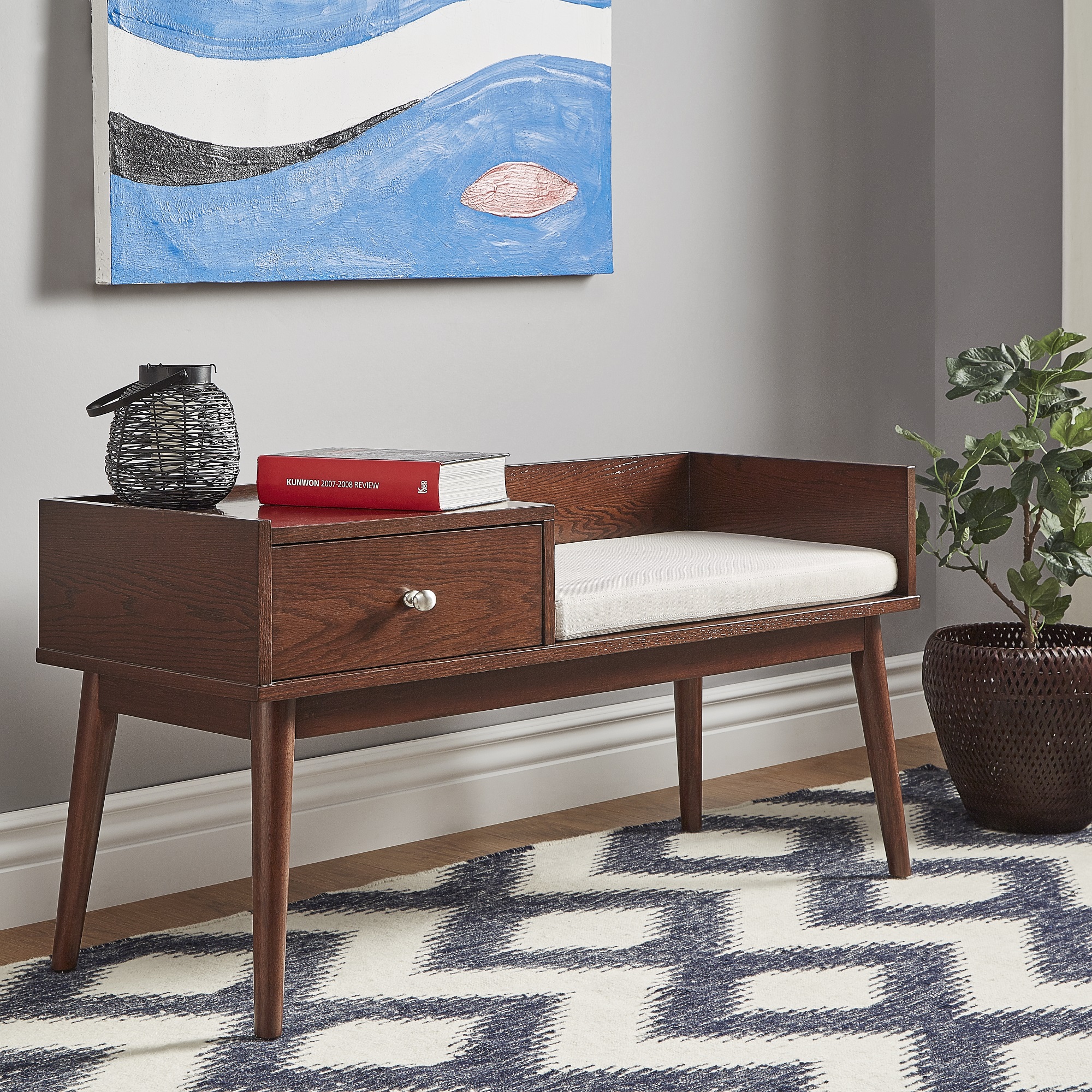 1-Drawer Cushioned Entryway Bench