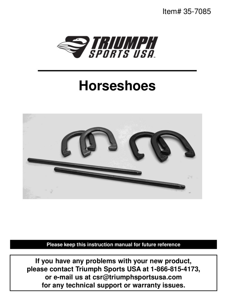 Triumph HammerFinished Four Steel Outdoor Backyard Horseshoe Set with