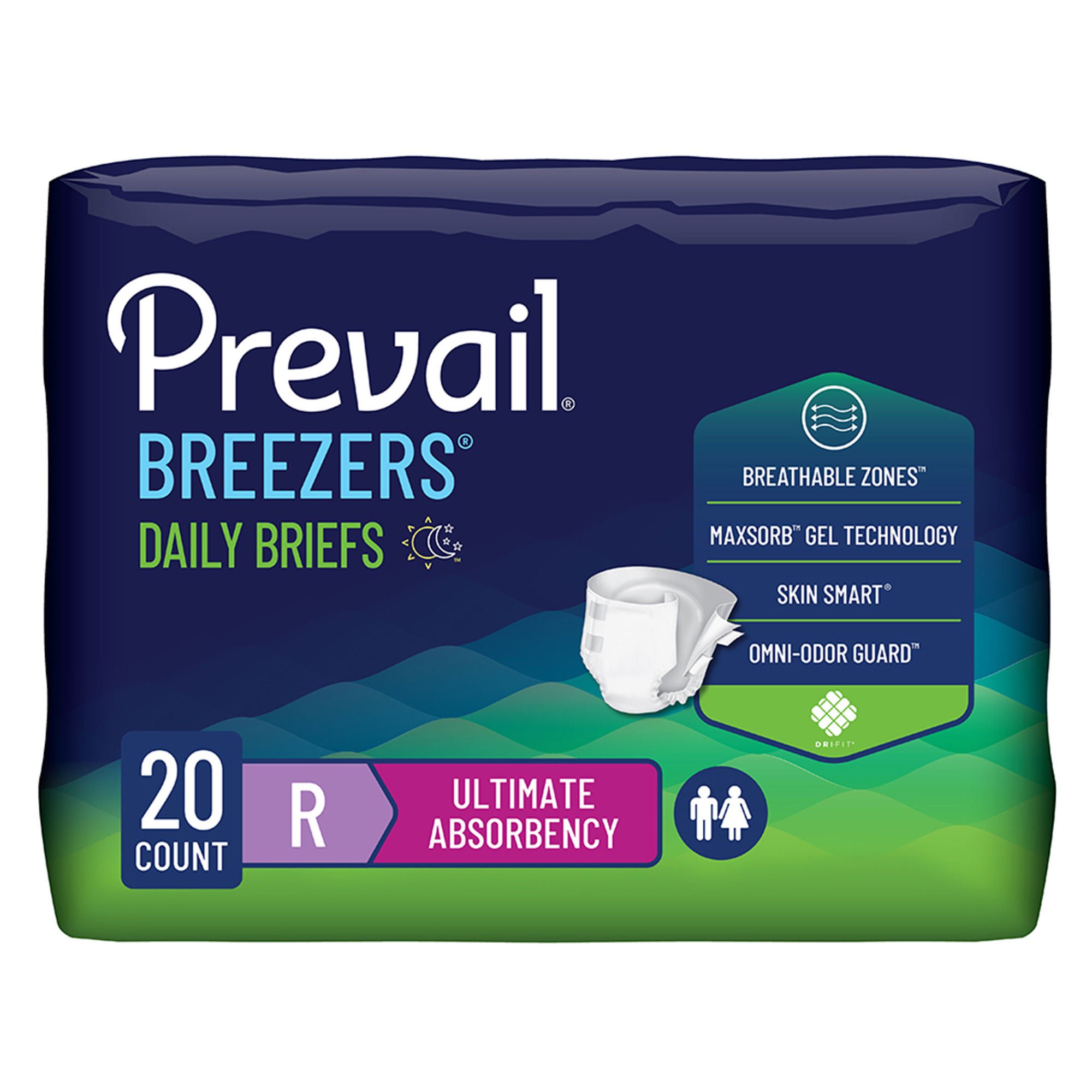 Prevail® Breezers® Ultimate Absorbency Incontinence Briefs, Regular