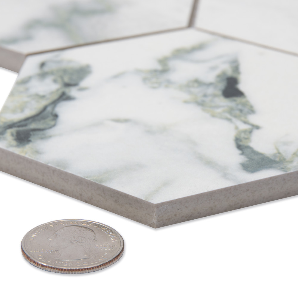Touche 4″ Hex Jade 11-3/4 in. x 13-5/8 in. Porcelain Mosaic Tile
