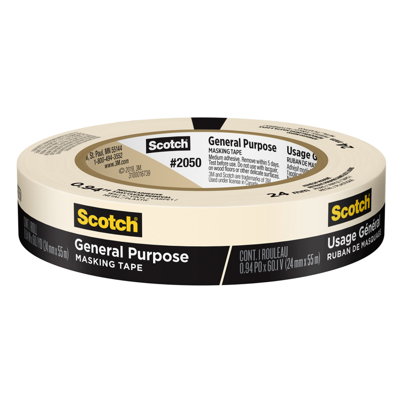 General Purpose Masking Tape, 0.94 in x 60.1 yd (24mm x 55m), 1 Roll
