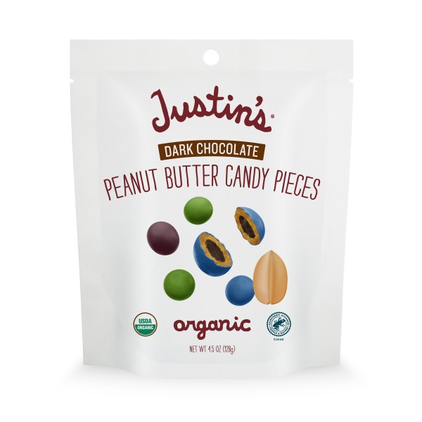 JUSTIN'S Dark Chocolate Peanut Butter Candy Pieces 6-4.5 Ounce Packs . C1N1 - Front No Plunge In Package (Hi Res)