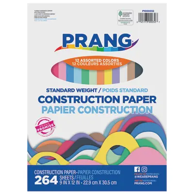 Prang (Formerly Art Street) Standard Weight Construction Paper, 12 Assorted Colors, 9" x 12", 264 Sheets