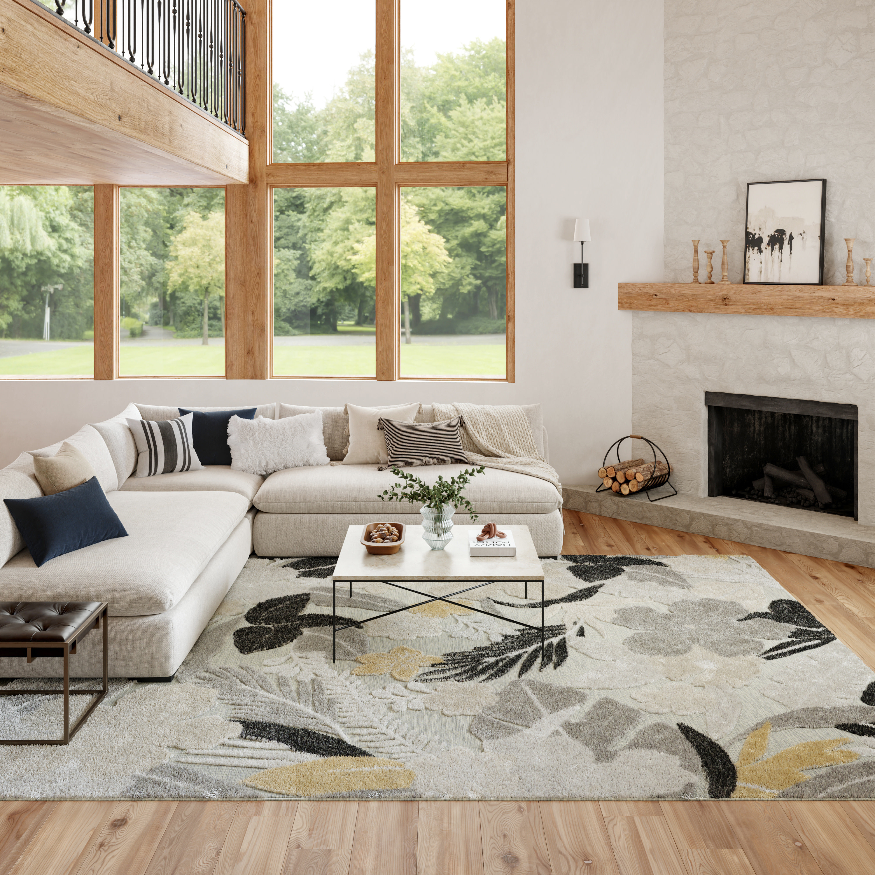 Nourison Suncoast 7'10" x 9'10" Grey Tropical Rug