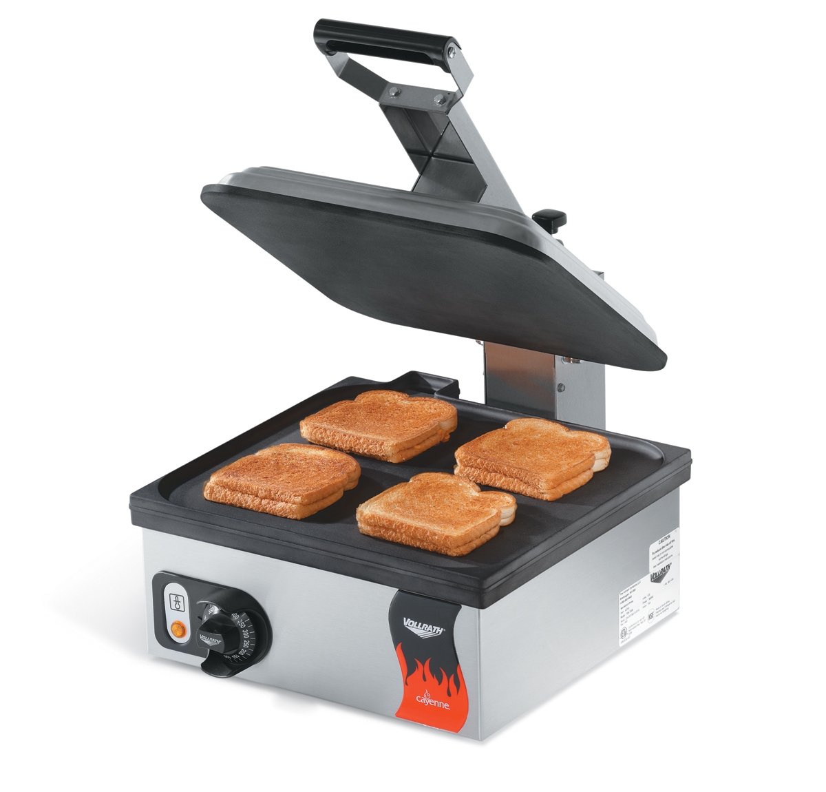 120volt Cayenne® sandwich press with smooth, nonstick plates