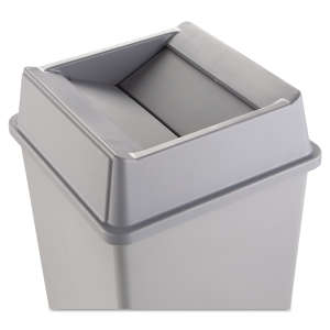 Rubbermaid Commercial, Untouchable, Square, Resin, 35 gal, Gray, Receptacle Lid