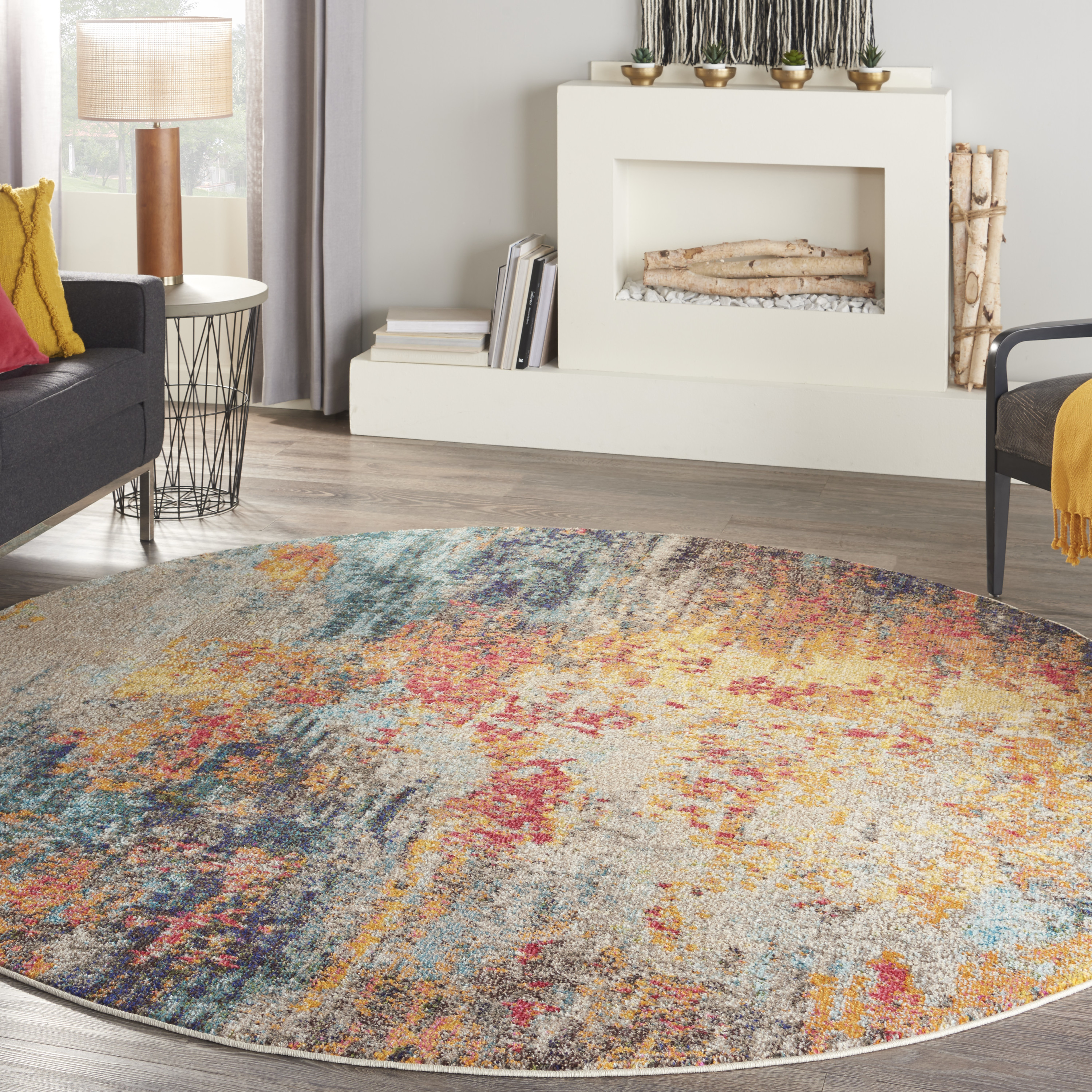 Nourison Celestial 7’10” x Round Multicolor Modern Indoor Rug