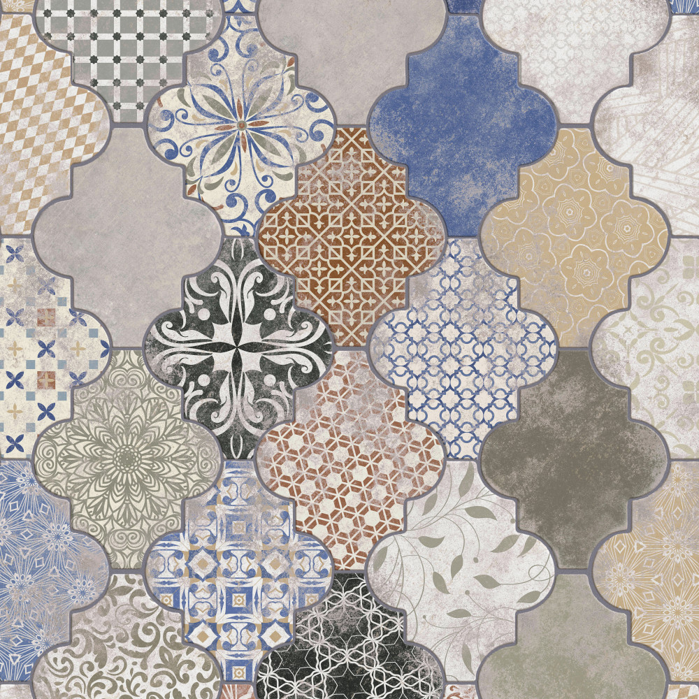 Riga Patchwork 23.5x21.75 Specialty Ceramic Floor and Wall Digital Pattern