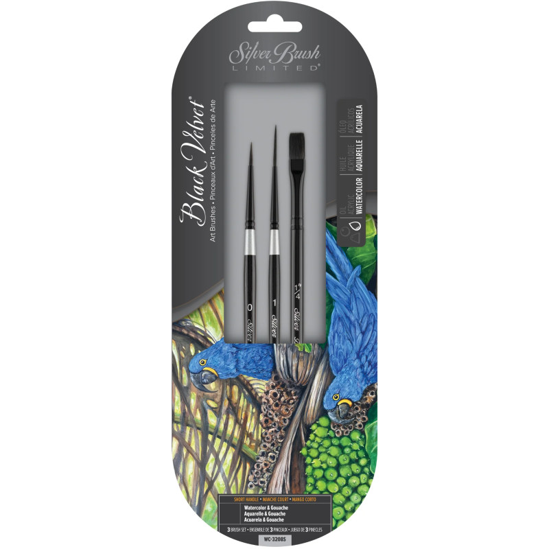 Black Velvet® 3-Piece W/C& Gouache Brush Set