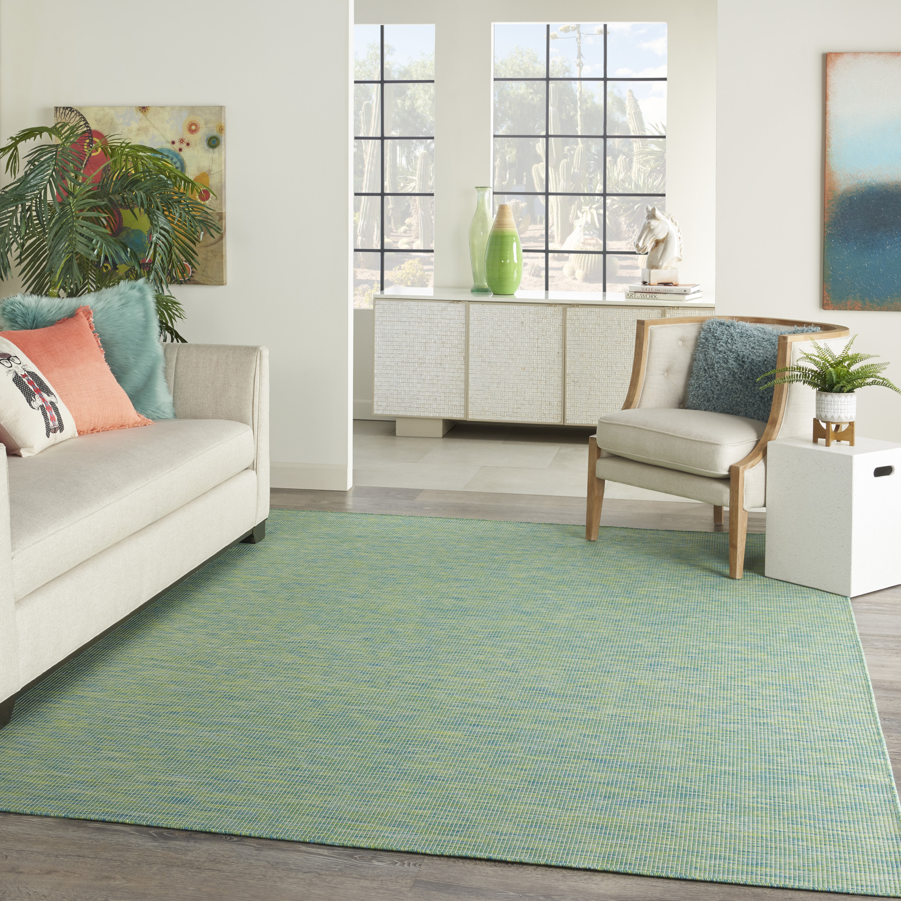 Nourison Positano 7' x 10' Blue Green Modern Rug