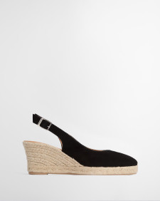 Hazel Espadrille Wedges Black Suede