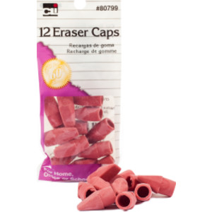 Pencil Eraser Caps, Pink, 12/Pack