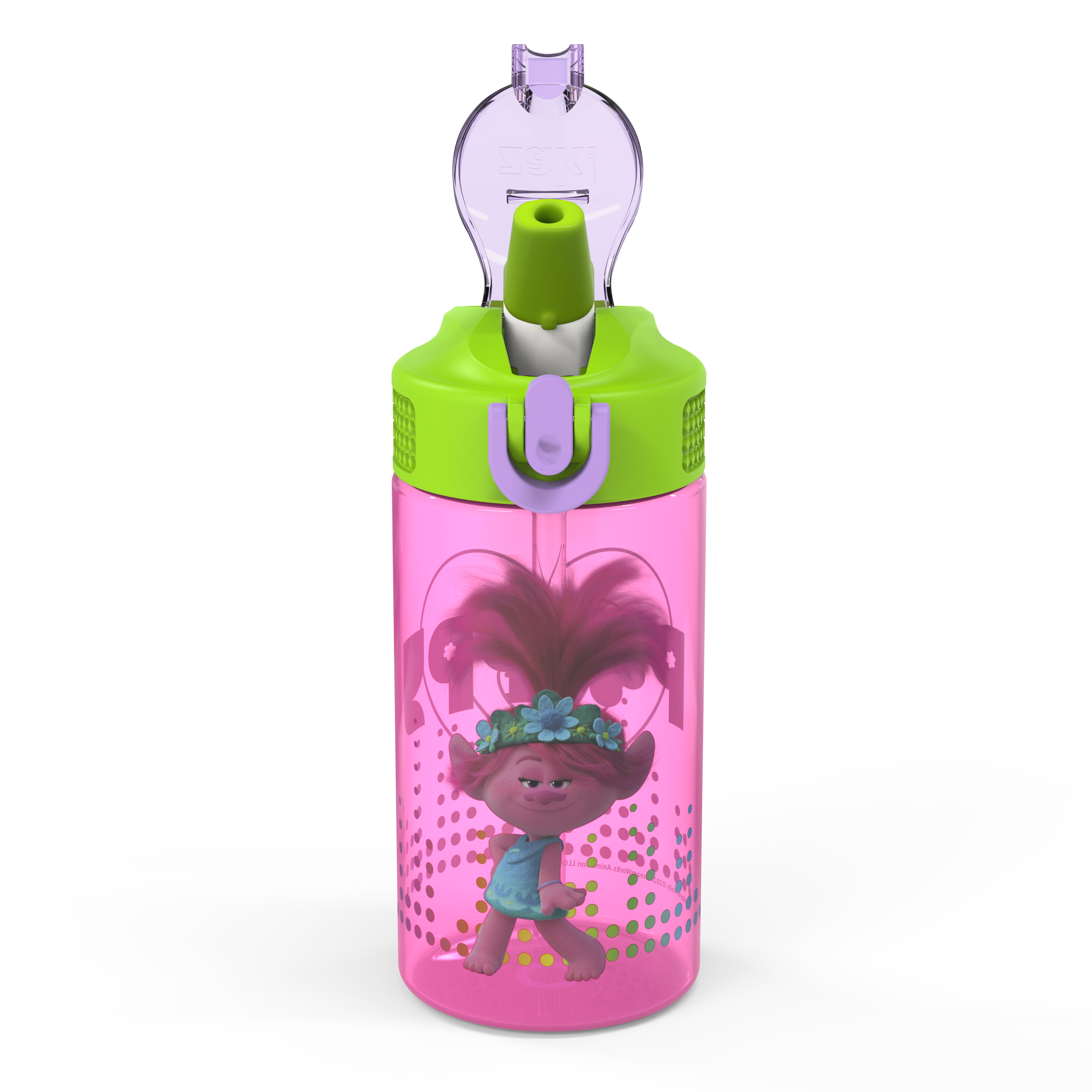 Trolls 2 Movie 16 ounce Reusable Plastic Water Bottle with Straw, Poppy, 2-piece set slideshow image 5