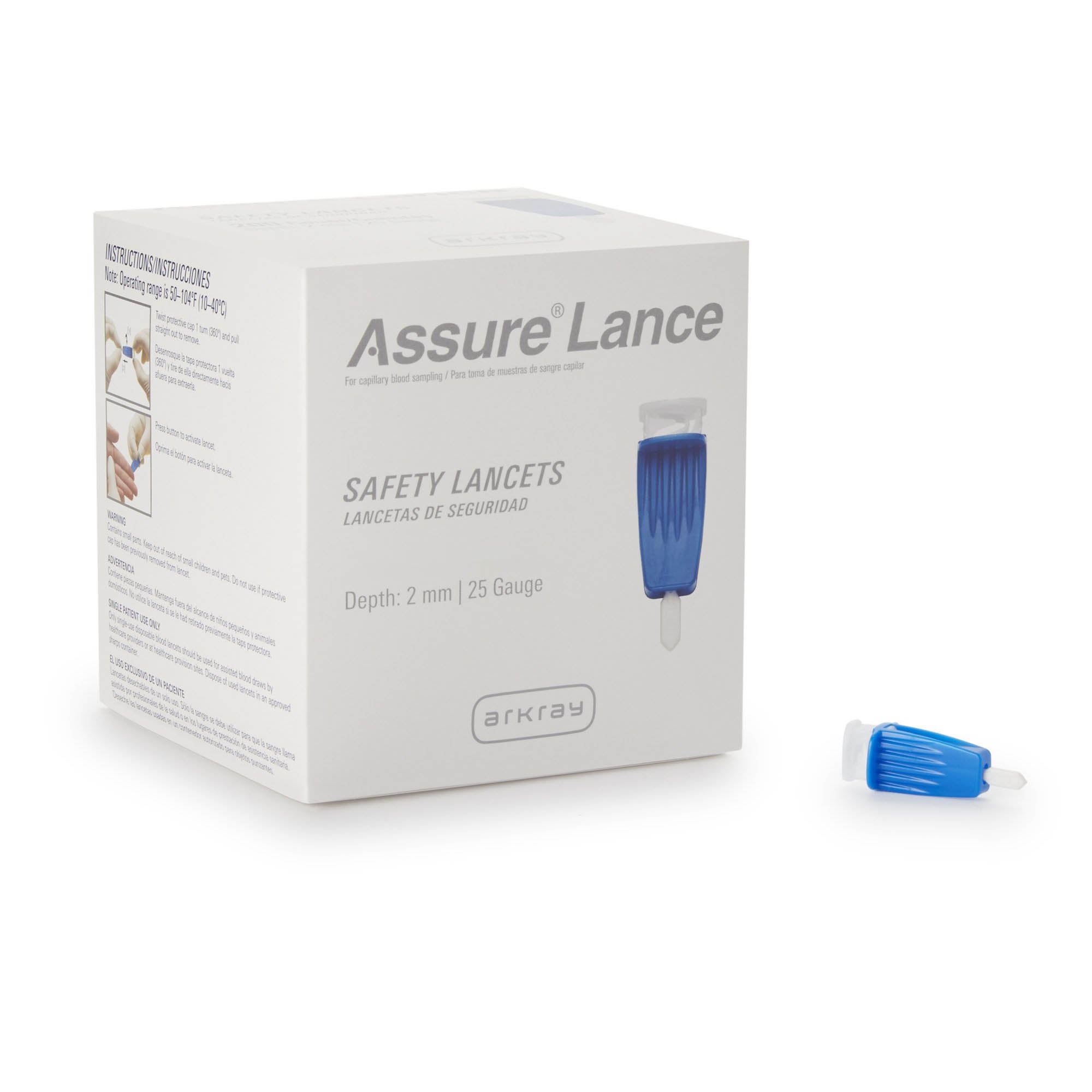 Assure® Lance 25G Safety Lancets, 25 gauge, 2 mm Depth, Dark Blue