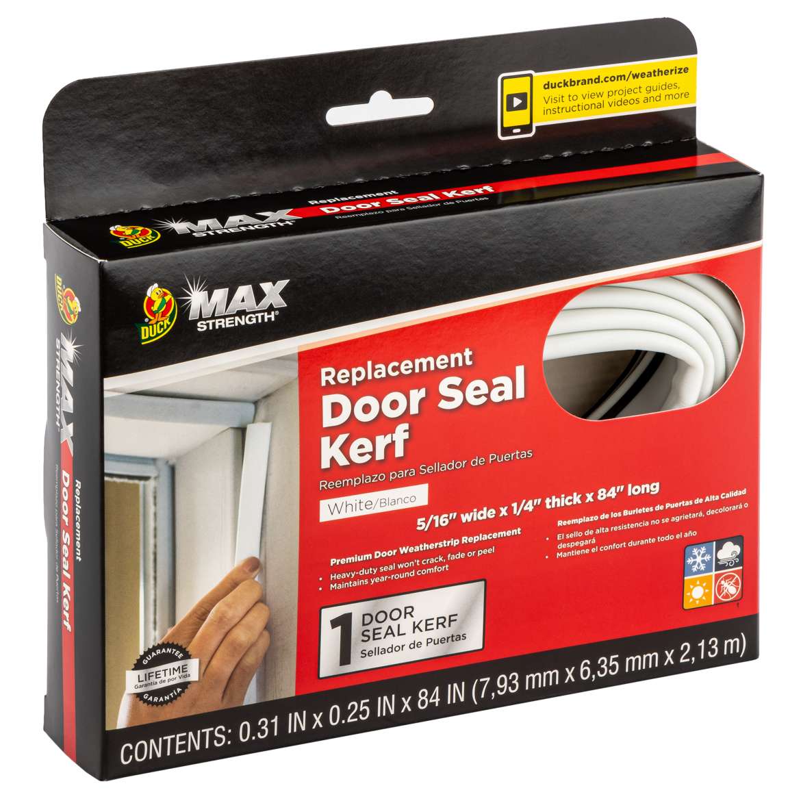 Duck® Brand Max™ Strength Replacement Door Seal - White, 84 in.