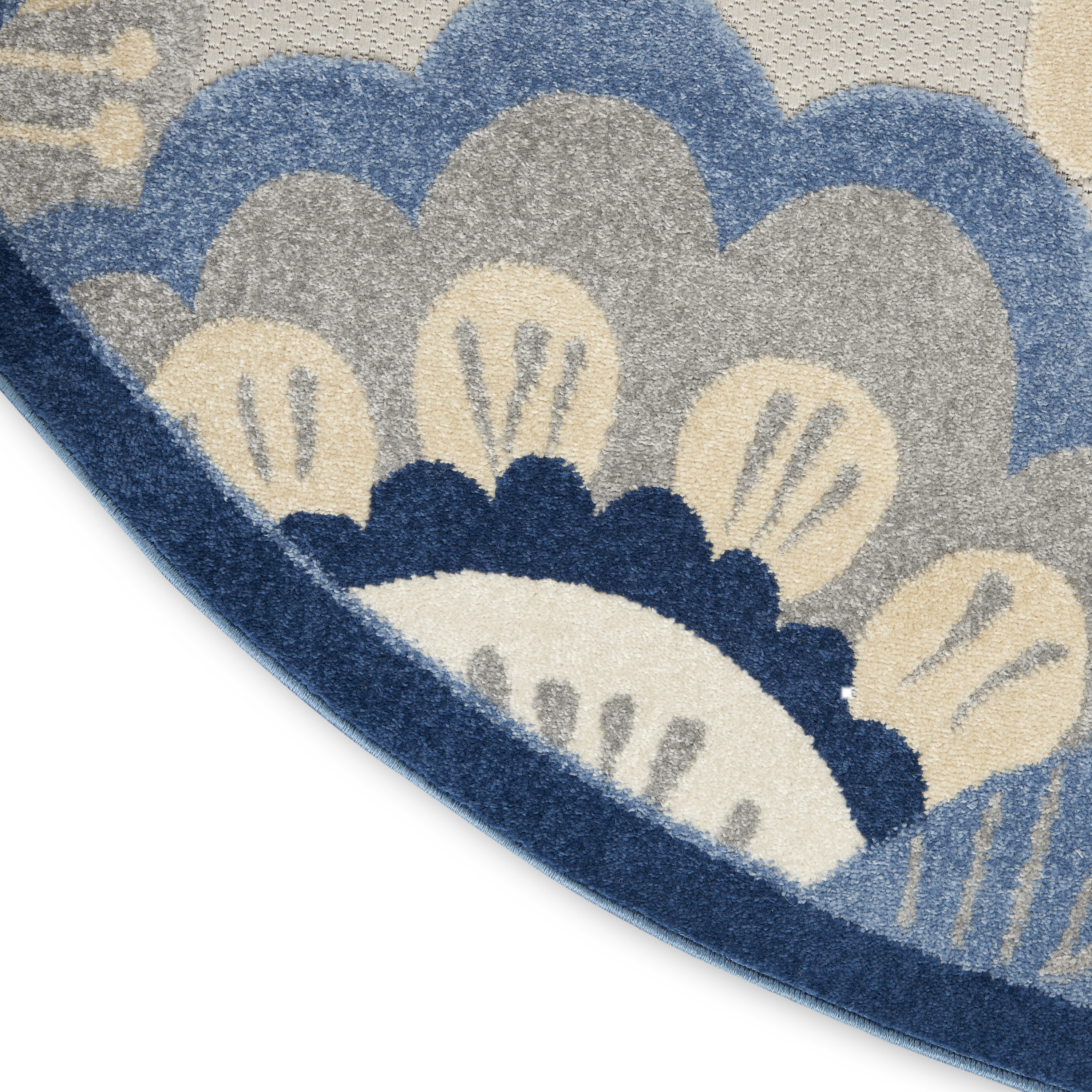 Nourison Aloha 5'3" x Round Blue Grey Contemporary Rug