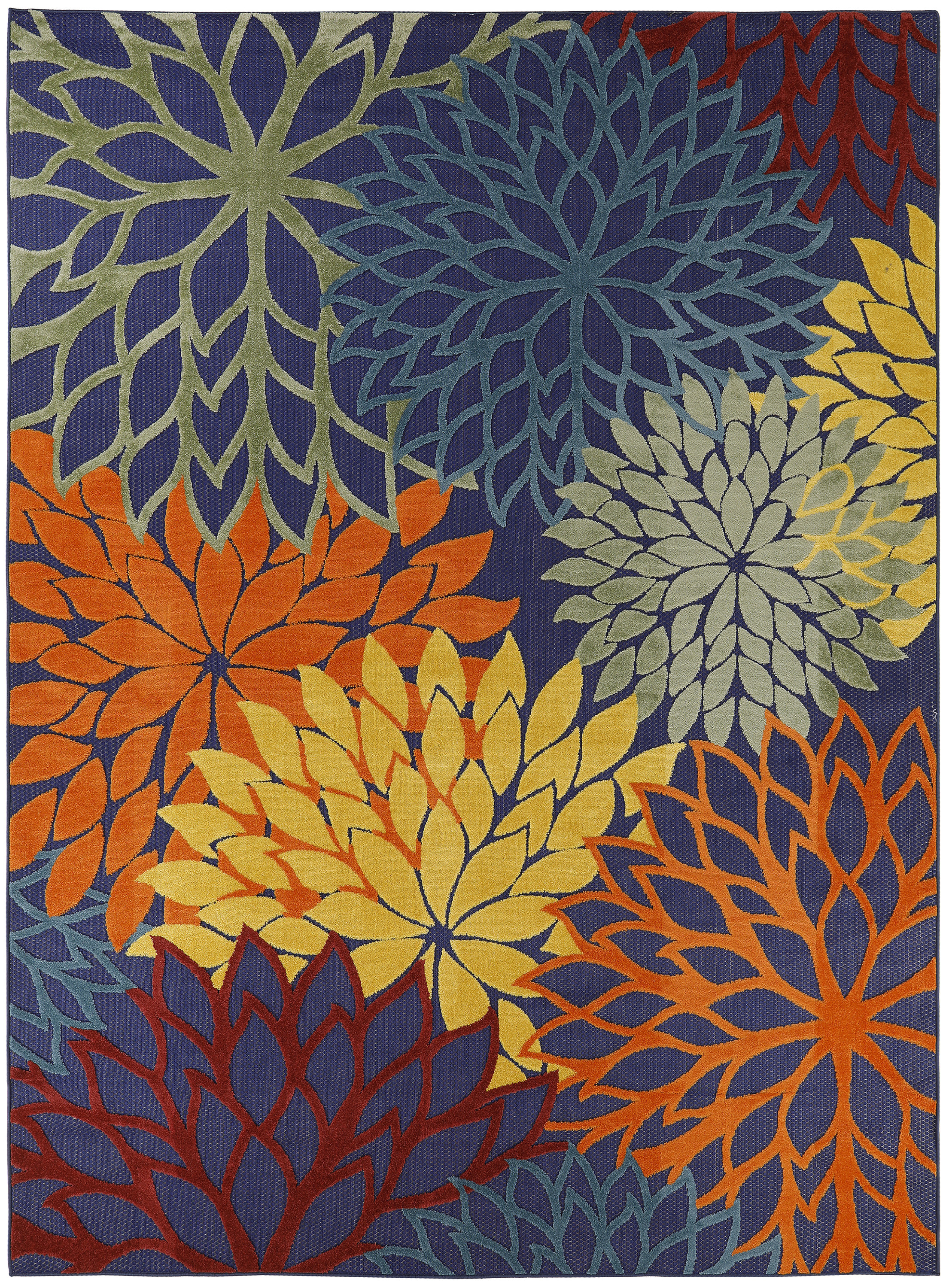 Nourison Aloha 7' x 10' Navy Multicolor Outdoor Rug